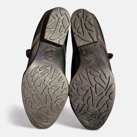 Born Western Ankle Boots Womens 8 Dark Brown-Yellow Stitch Cowgirl Thick Leather - Picture 10 of 13